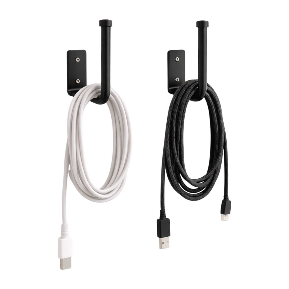 2 Pack Metal Wall Mount Cord OrganizerBlack Hat Hook Rack Scarf Holder  W/Screws